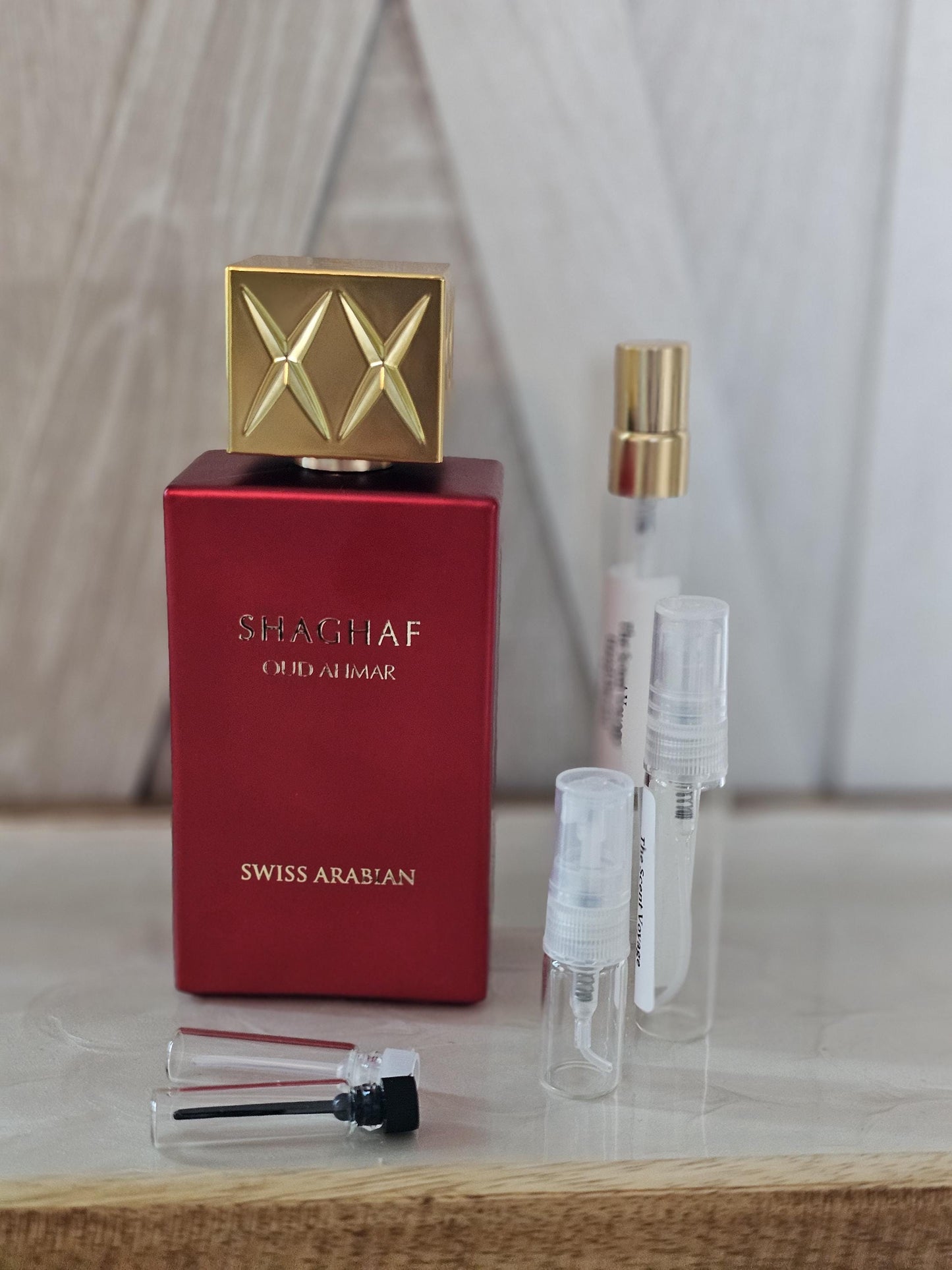Shaghaf Oud Ahmar Perfume Sample: Swiss Arabian Floral Fragrance | 1ml, 2ml,5ml
